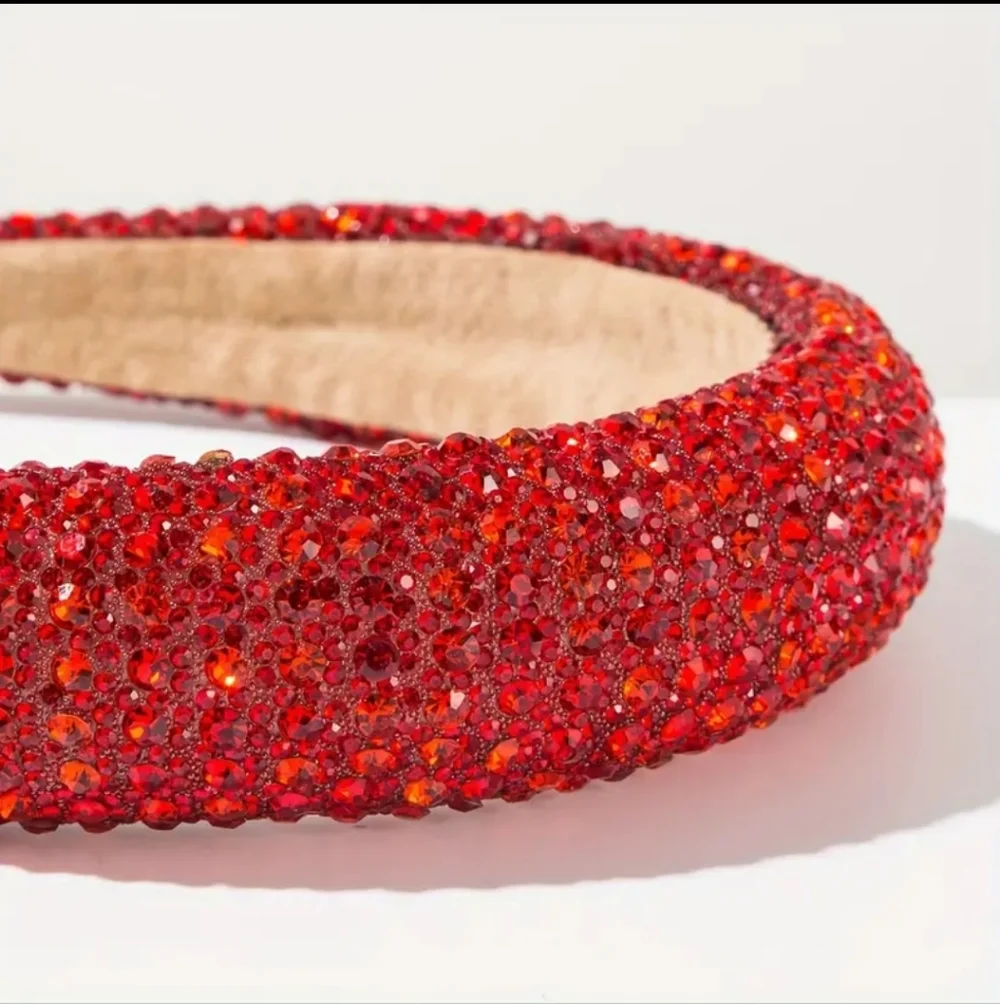 Rhinestone Sparkling Sponge Headband, Scarlet Red  NEW